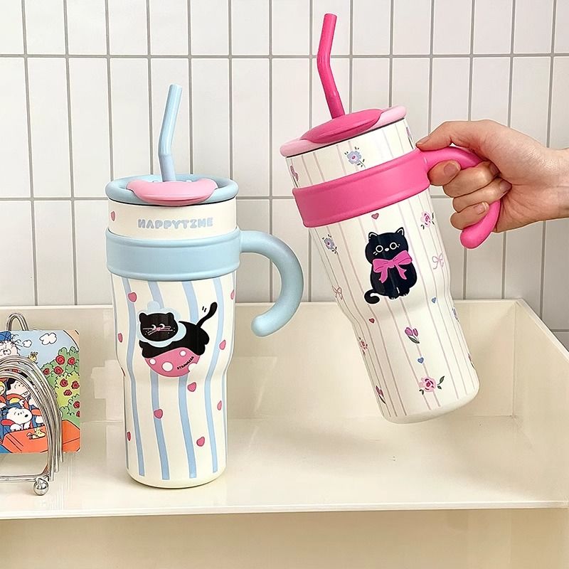 1巨无霸冰霸杯大容量吸管保温杯2024骑行办公室高颜值户外