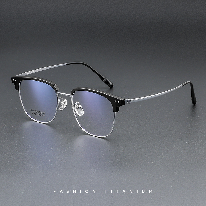 商务高颜值眉毛架近视眼镜百搭休闲可配度数钛架斯文眉毛架高质量