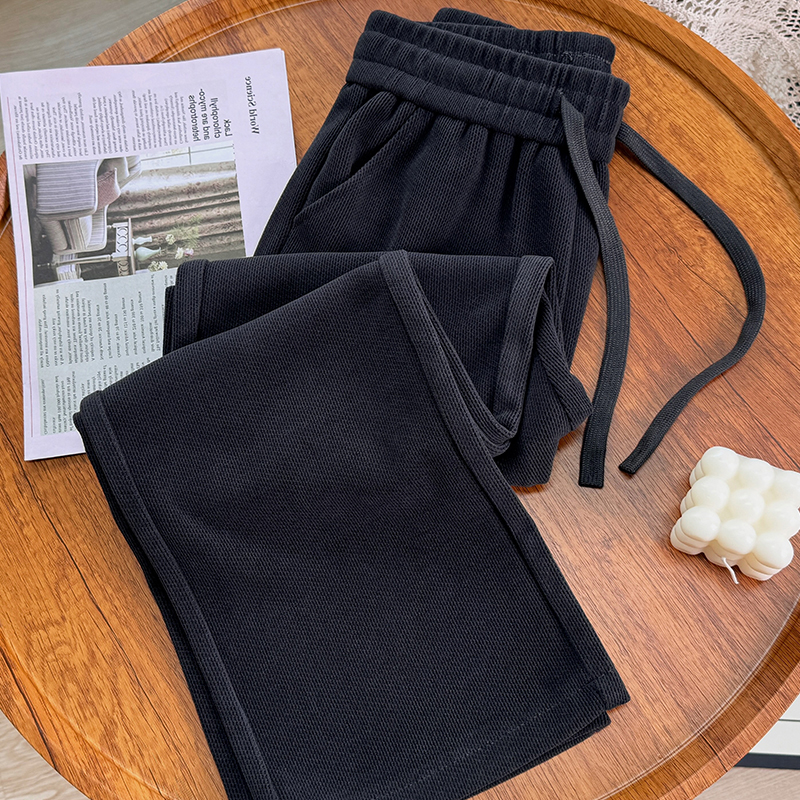 窄版阔腿裤女秋冬2026新款小个子休闲高腰垂感欧棉绒直筒拖地裤子