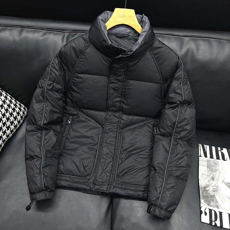 羽绒服拉链口袋休闲灰色立领羽绒服外套男士潮流时尚韩版加绒加厚