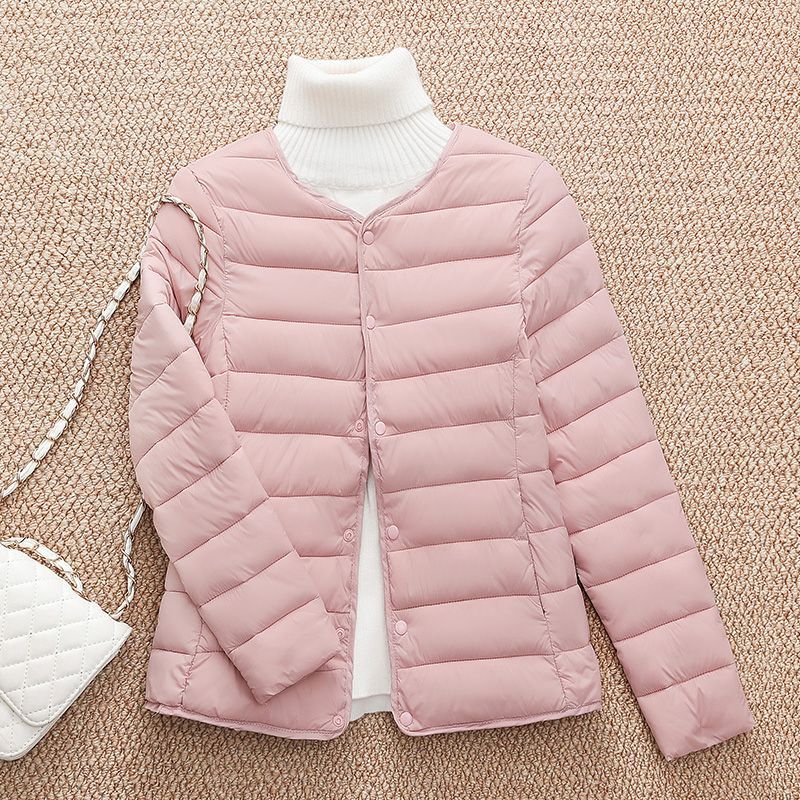 羽绒衣2023新款轻薄羽绒棉服女短款秋冬季内胆棉衣圆领V领两穿棉