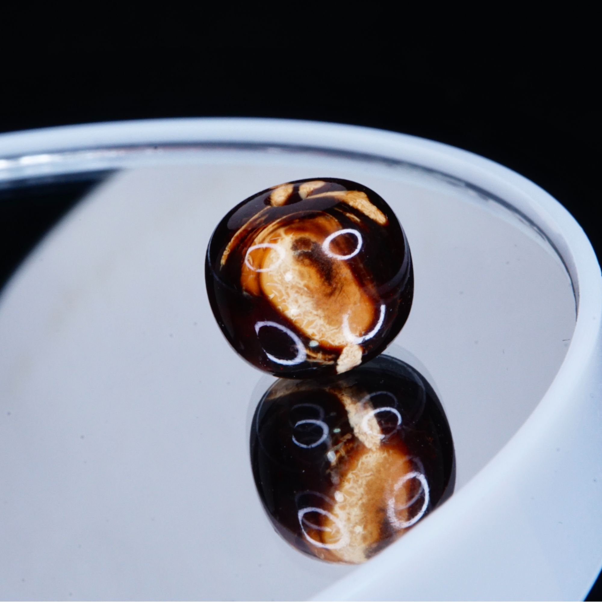 11mm红沁满彩溶洞橘沁妖花老型 天然琥珀蜜蜡精品文玩配饰