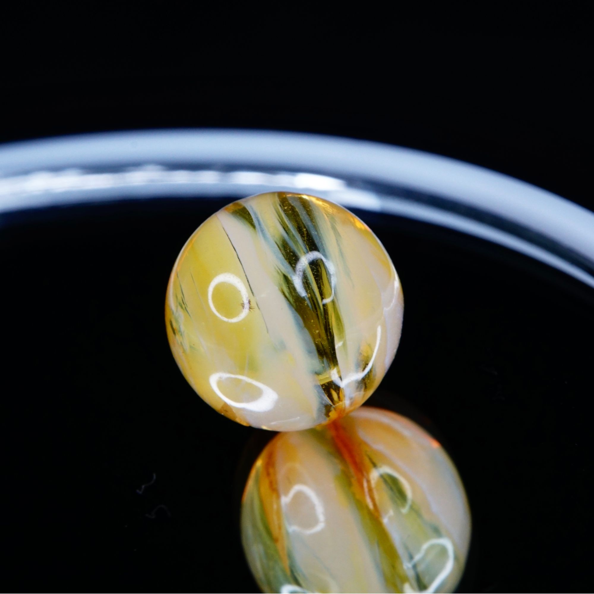 10.4mm金瓷白拉丝荧光圆珠 天然琥珀蜜蜡精工手作精品文玩配饰