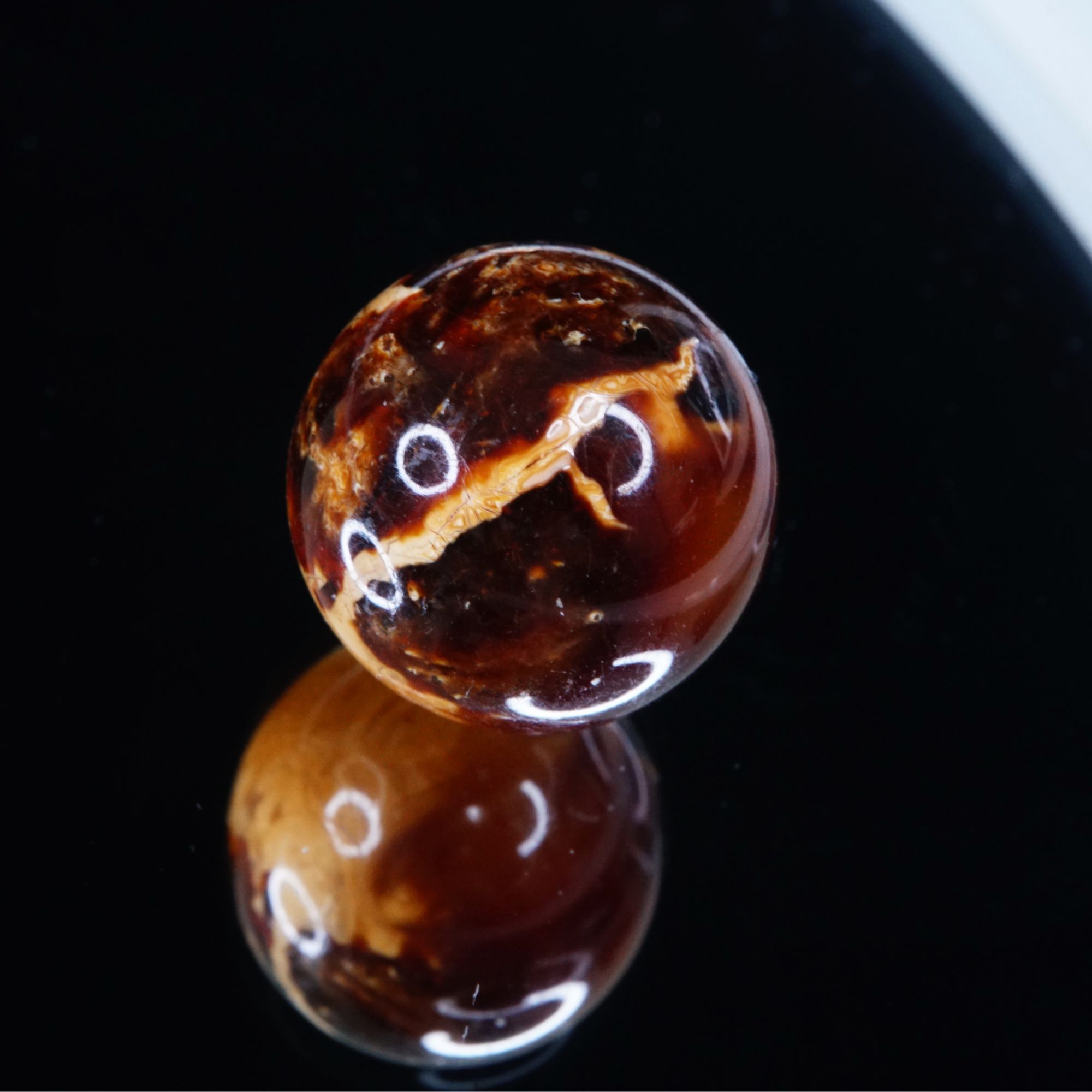 13.6mm红沁满沁圆珠 天然琥珀蜜蜡精工手作文玩配饰 一物一拍