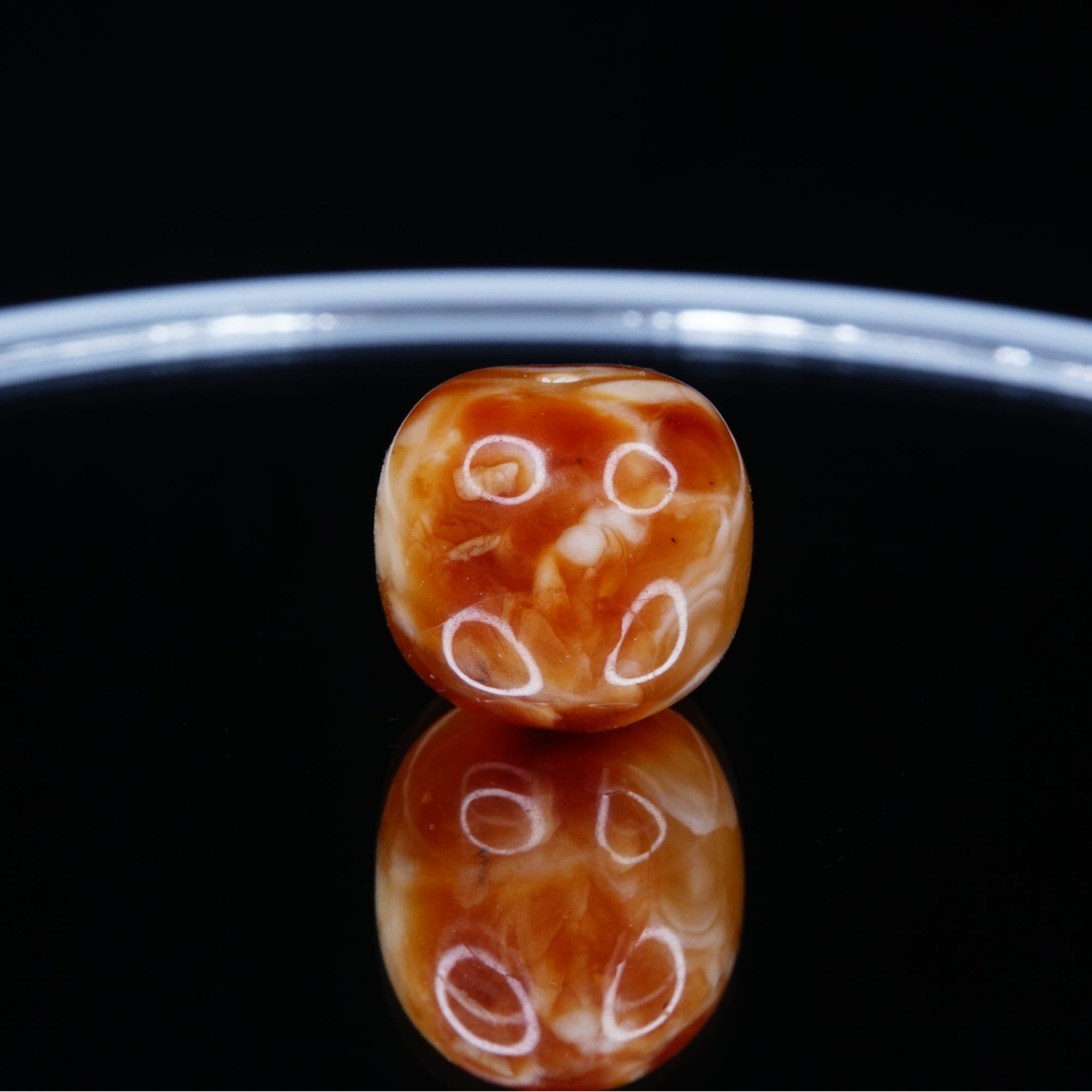 特惠 13.1mm红沁橘沁妖花浓蜡老型墩 天然琥珀蜜蜡精品文玩配饰