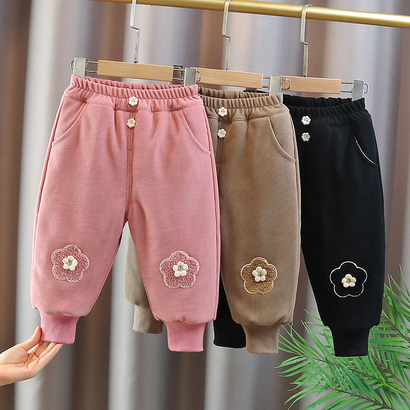 儿童棉裤一条过冬外穿女童裤子保暖宝宝防风裤三层加厚冬季天新款