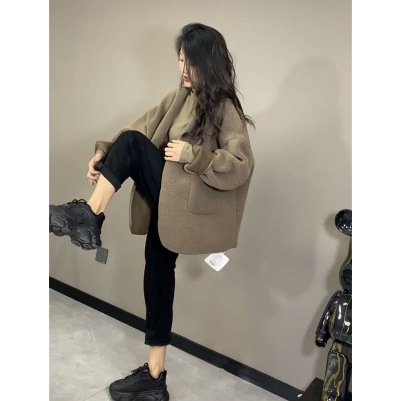 【小扬哥推荐】网红爆款羊羔绒外套女秋冬款韩版小众宽松百搭遮肉胖