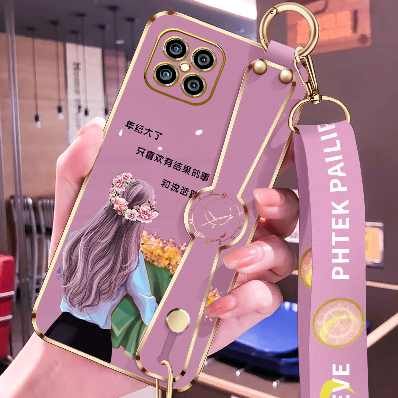 中国移动nzone s7pro手机壳女款s7pro+抱花电镀斜挎腕带挂绳华为N
