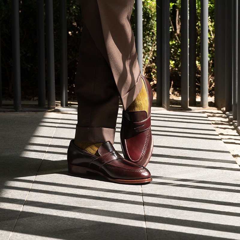 意大利Enzo Bonafe马臀皮手工皮鞋 手缝沿条工艺loafer便士乐福鞋