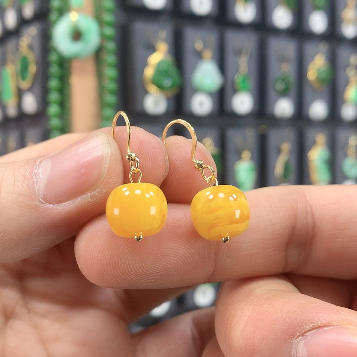 【闪购商品】蜜蜡耳饰银S925镶嵌