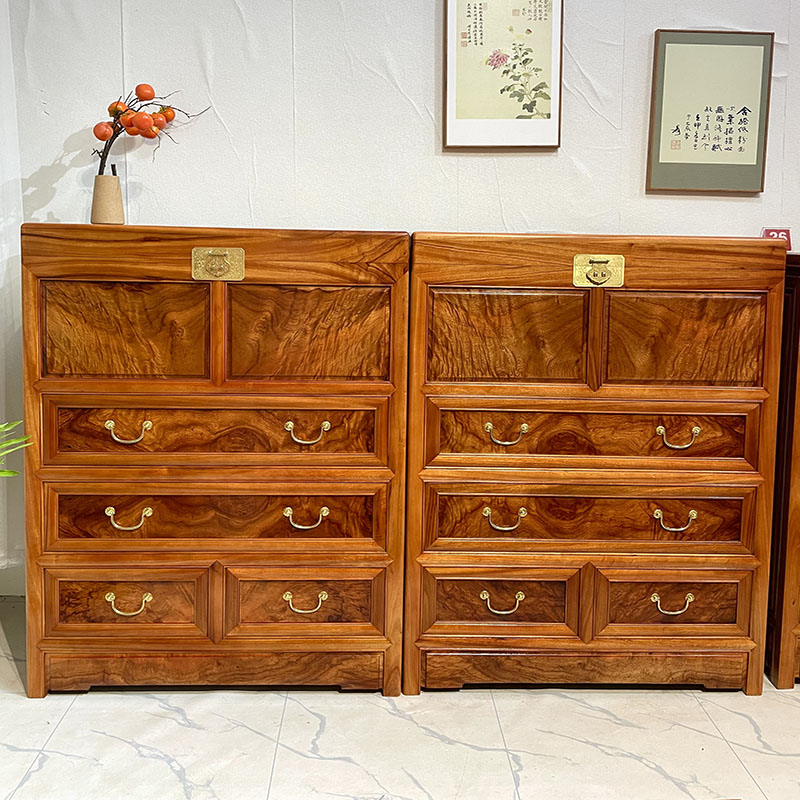 香樟木老料箱柜 卧室储物收藏柜 纯实木连体柜 整板香樟木卧室柜