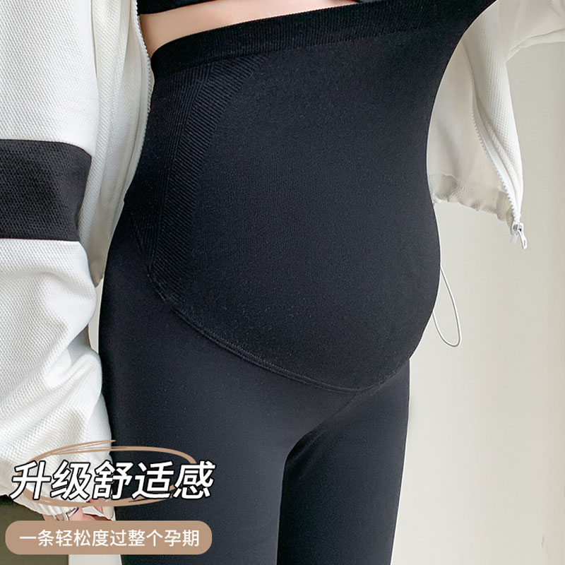 孕妇打底裤春秋款加绒高腰托腹裤子秋冬季外穿2023新款简约鲨鱼裤