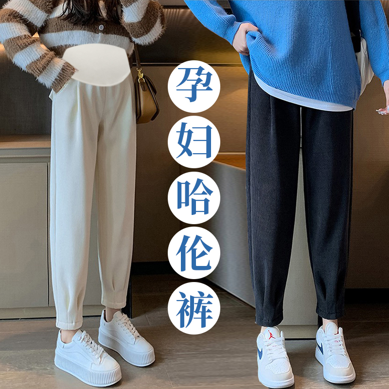 孕妇裤秋冬外穿大码裤子秋季萝卜运动裤春秋奶奶裤冬季加绒