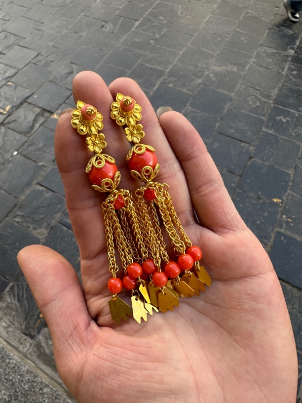 铜合金耳饰 桥生藏式民族风黄铜镀金长流苏耳环耳饰耳吊不掉色