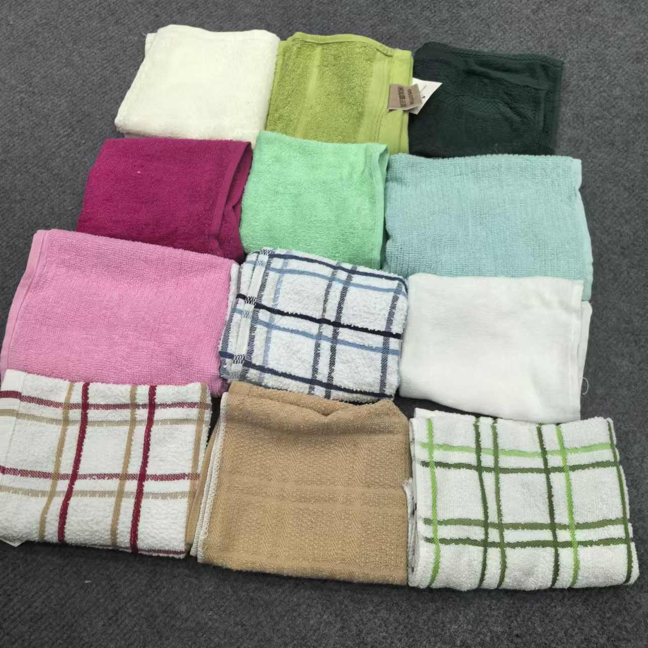 发14条！！多色多款外贸纯棉方巾，不挑色不挑款