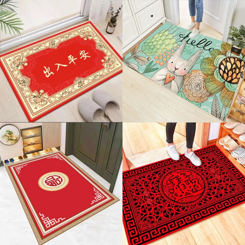 孤品折扣 60*90厘米 入户门垫家用门厅吸水地垫防滑脚垫喜庆中式