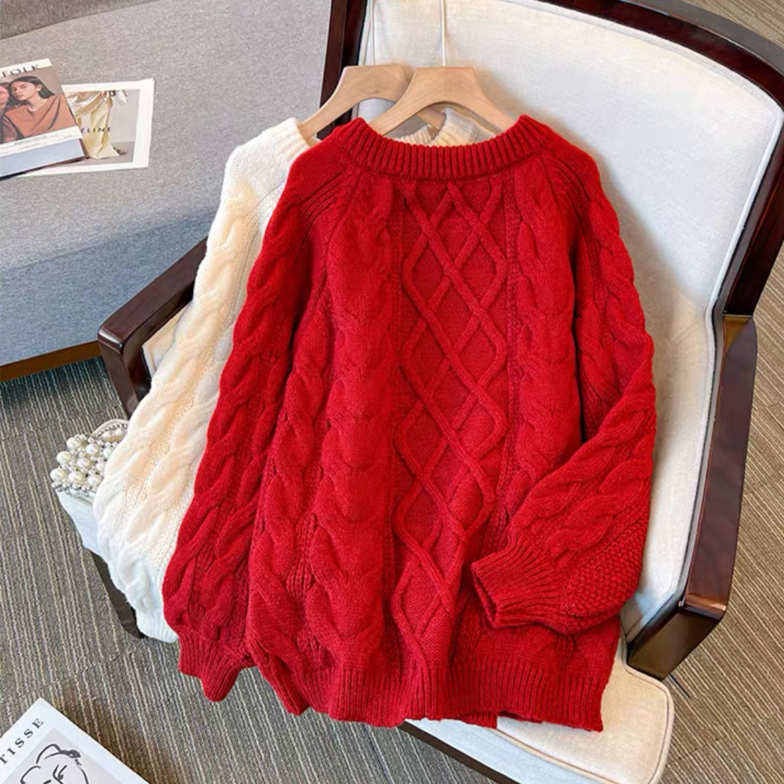 【201-250】秋冬针织套头毛衣慵懒风洋气百搭宽松加厚