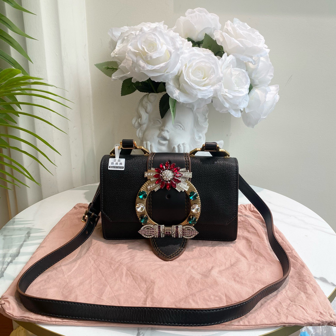 95新 MIU MIU/缪缪 御古屋/65751/ Lady系列宝石单肩斜挎包