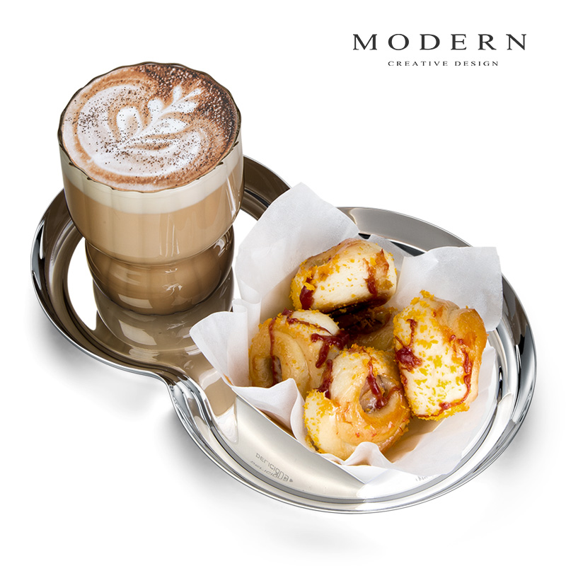 摩登MODERN北欧西餐餐盘轻奢不锈钢8字形酒店托盘家用酒具甜品盘