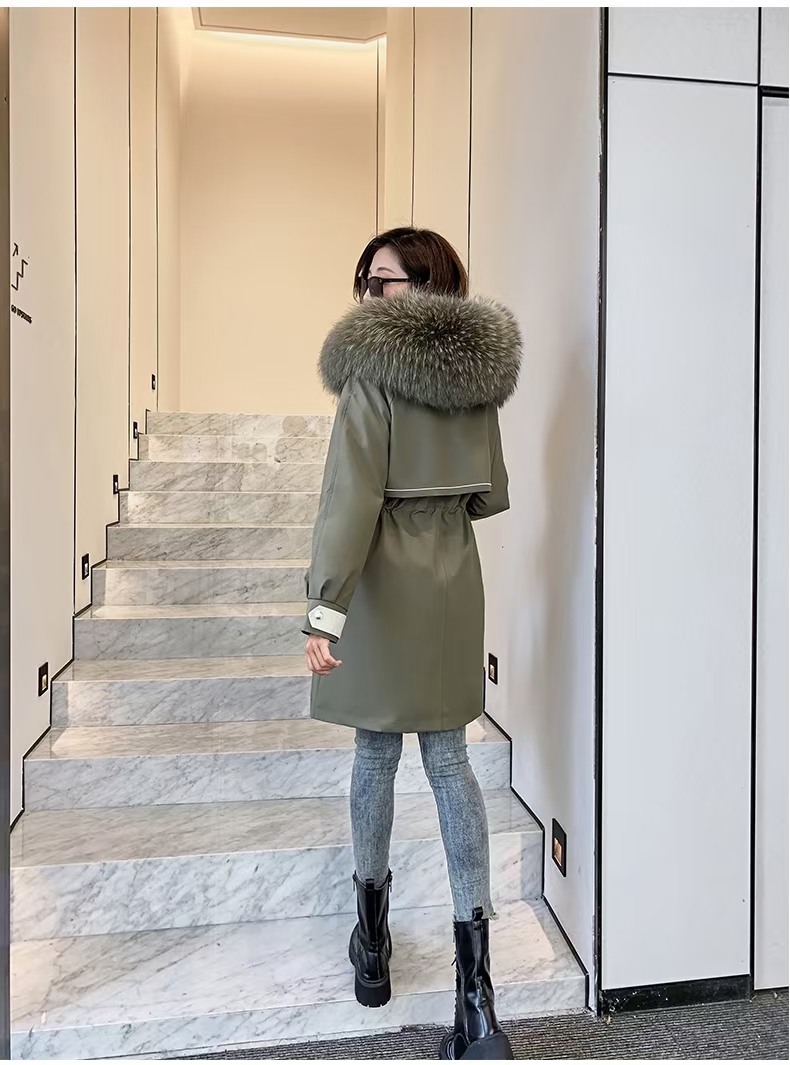 [吕姐家福利]新款设计师款冬季保暖外套中长款连帽秋冬冬装大衣