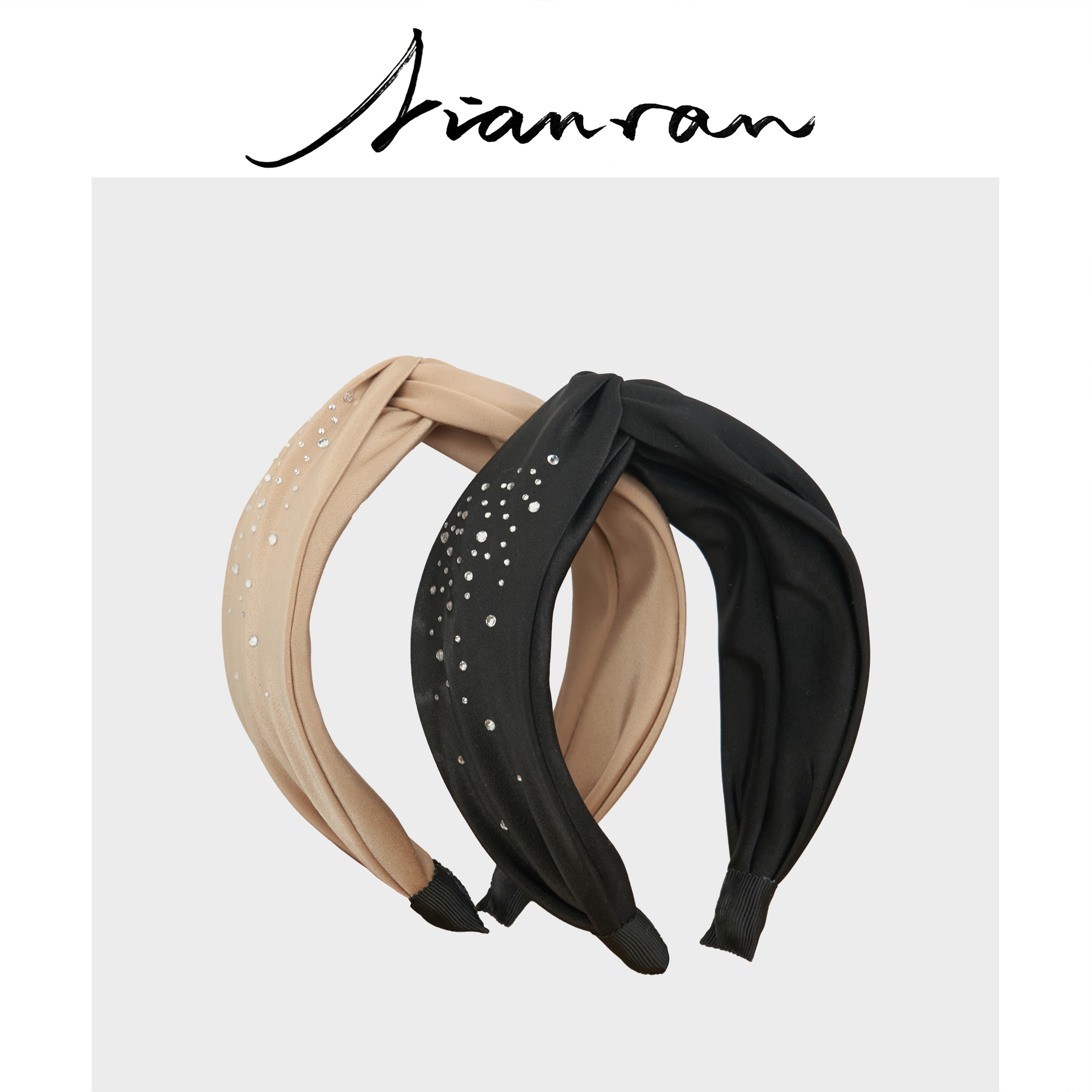 NianR-丝钻双色洋气发箍气质时尚纯色简约宽边复古优雅韩版