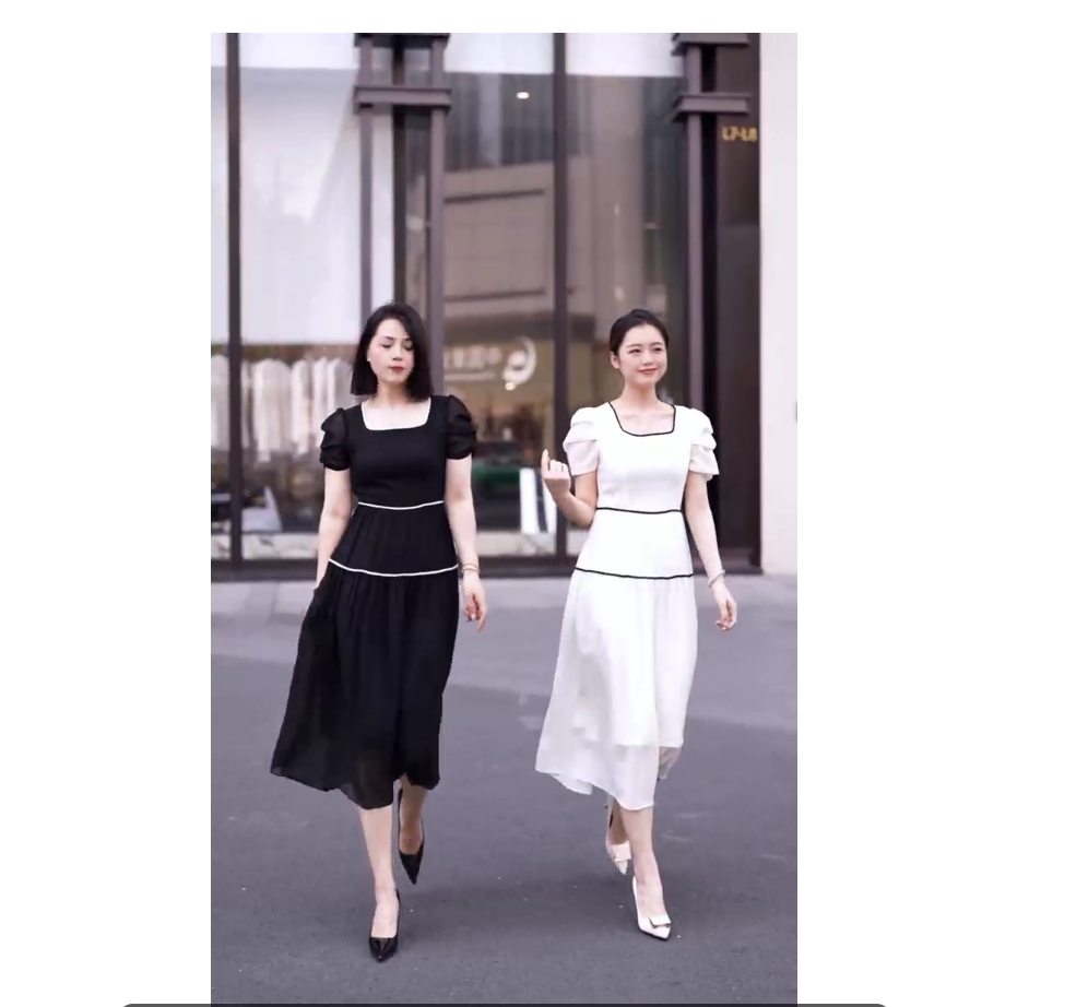 6071夏季品牌专柜新品杭派时尚甜美显瘦法式简约短袖连衣裙A7-1