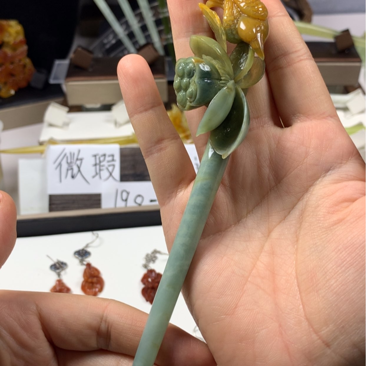 【闪购商品】蛇纹石玉发饰未镶嵌辞*