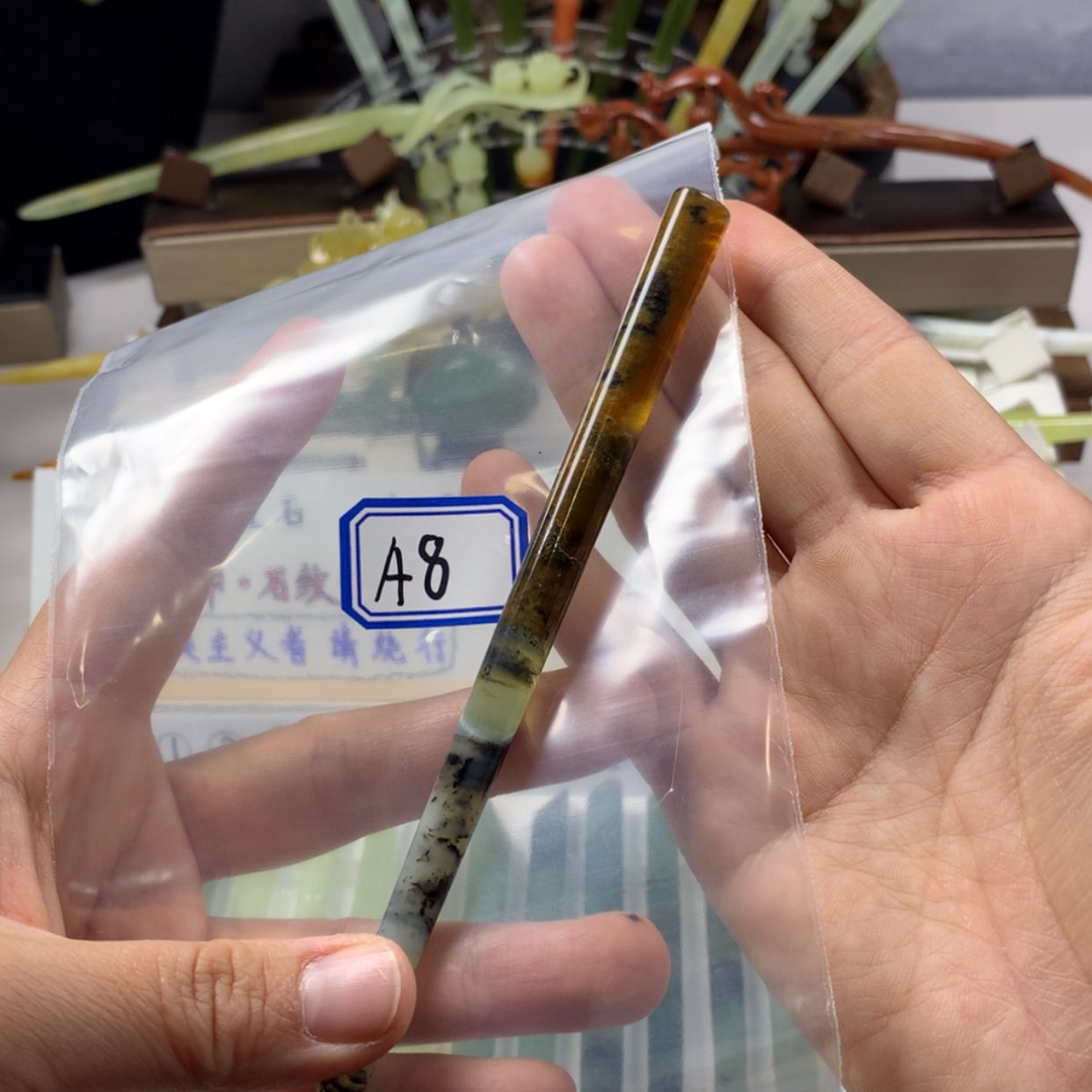 【闪购商品】蛇纹石玉发饰未镶嵌?***?