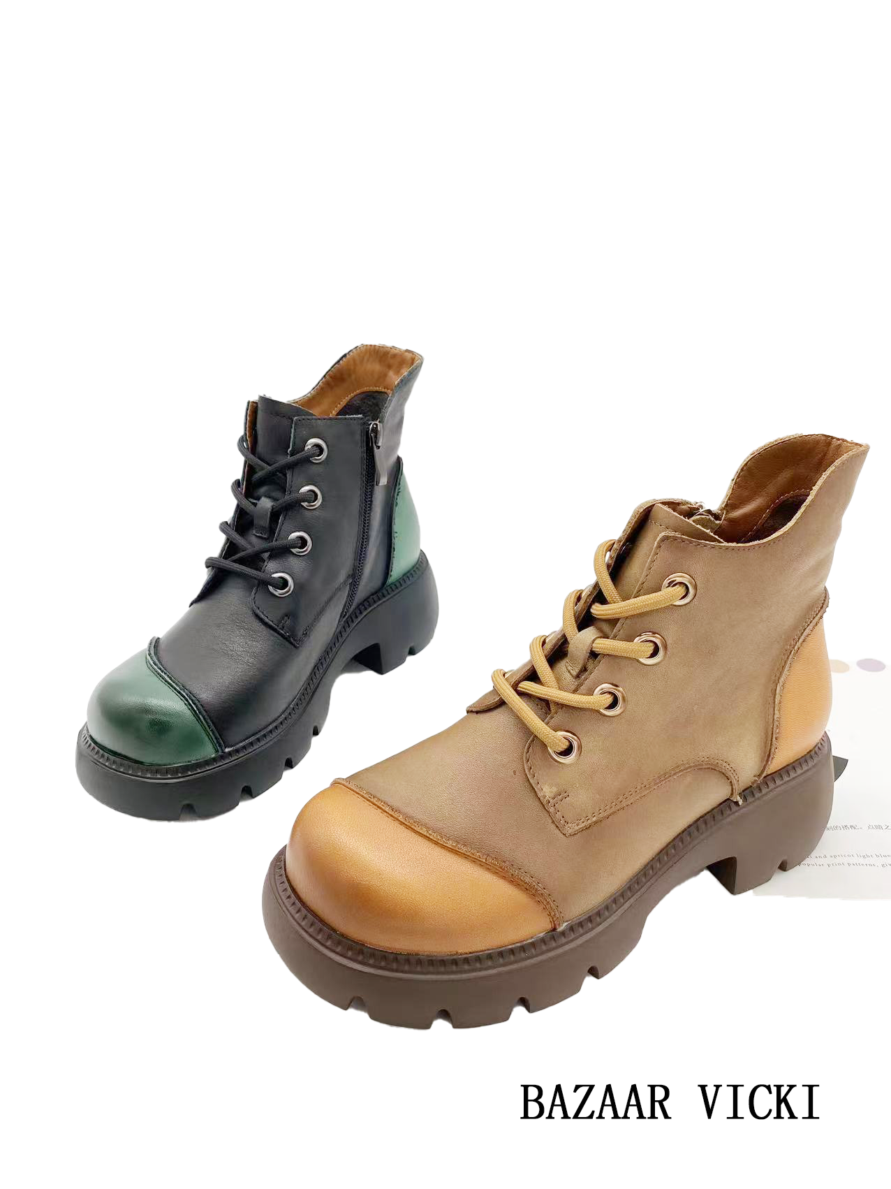 英伦风靴子女鞋时尚百搭马丁靴厚底牛皮秋冬休闲女士真皮复古粗跟