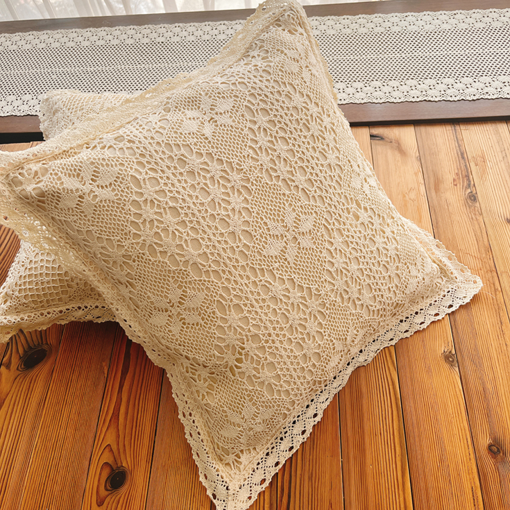 米色不含芯（50*50厘米）棉线钩针钩抱枕套