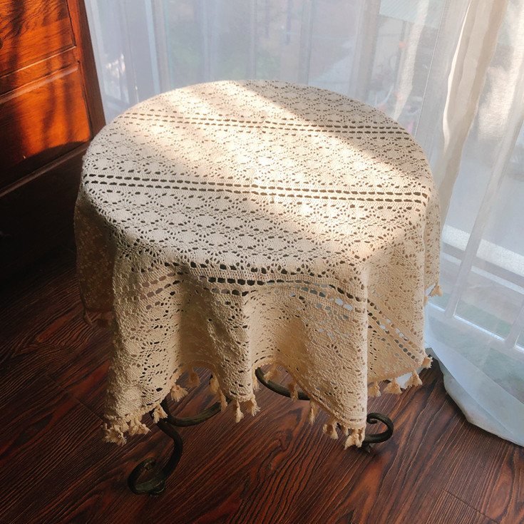 （65*65厘米）棉线钩花盖巾