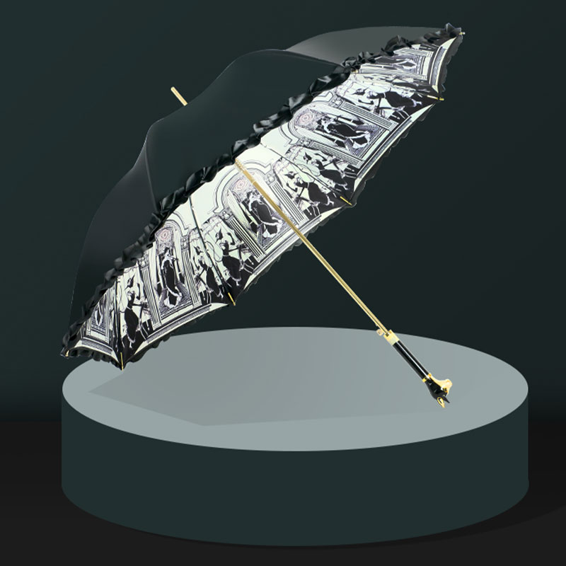 【33周年庆】HepburnCat赫本猫双层缎面复古直骨防晒晴雨两用伞中国