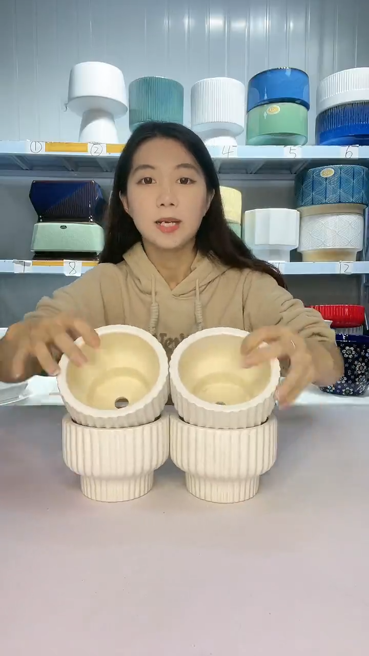 【闪购商品】紫砂花盆4个白色-无托盘