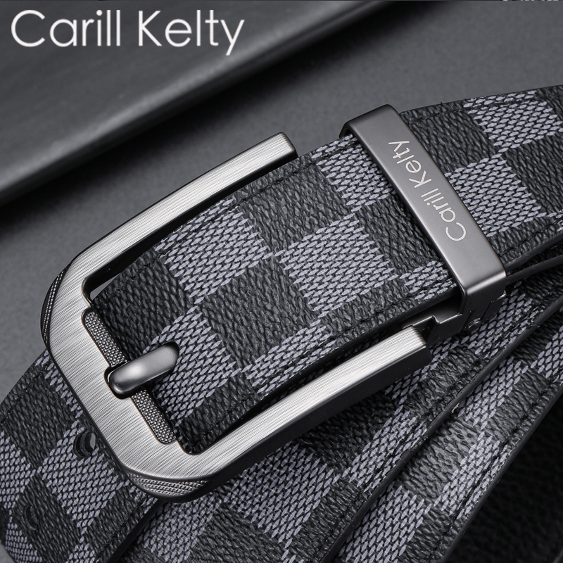 Carill Kelty3.8cm宽 真牛皮皮带男士针扣牛皮韩版真皮个性裤腰带
