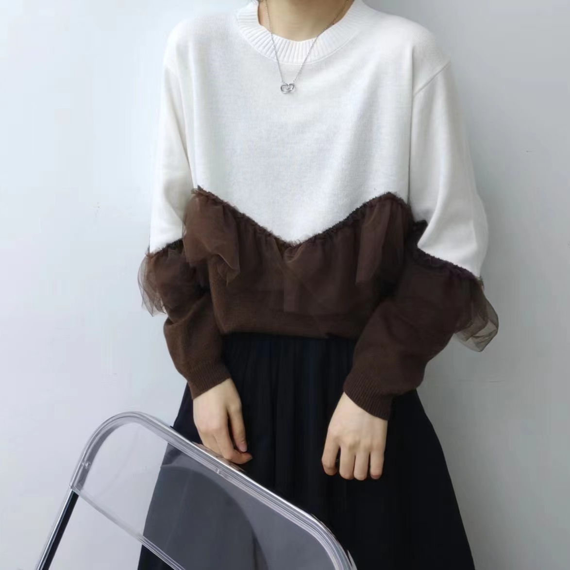 776#长袖针织衫显瘦网红时尚百搭套头圆领34