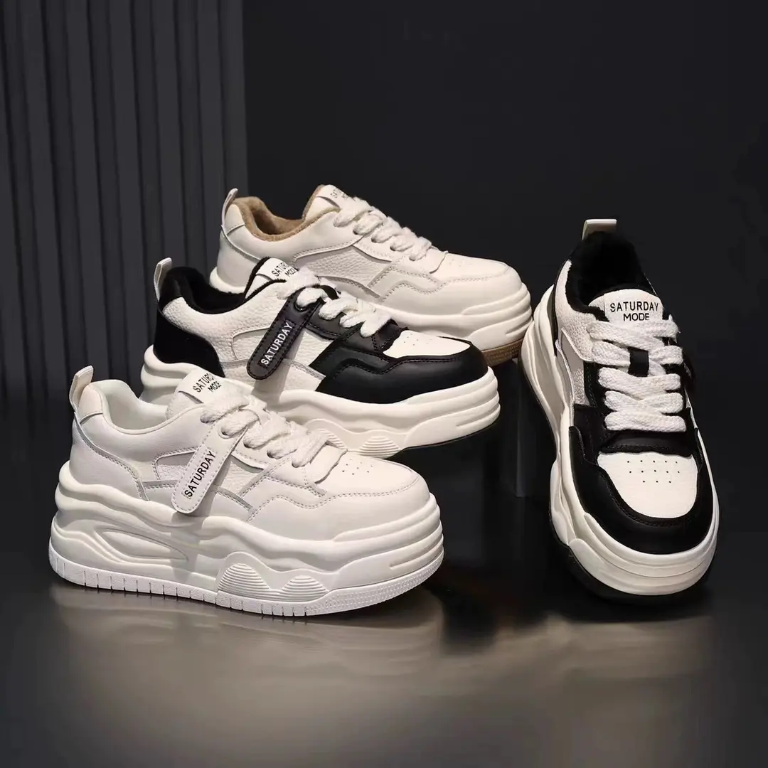 【现货！真皮小白鞋】2025春季新款百搭休闲厚底松糕小白鞋女（达人）