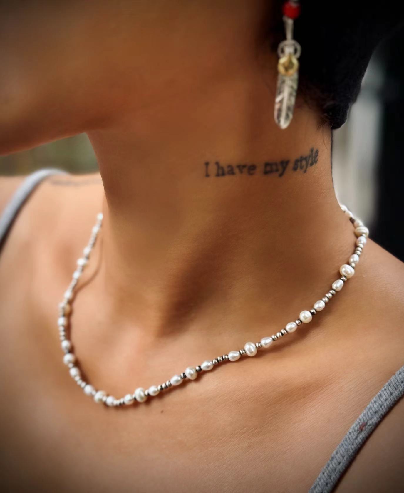 非金属仿珍珠项链 【Black Tiger】巴恩复古时尚小众项链