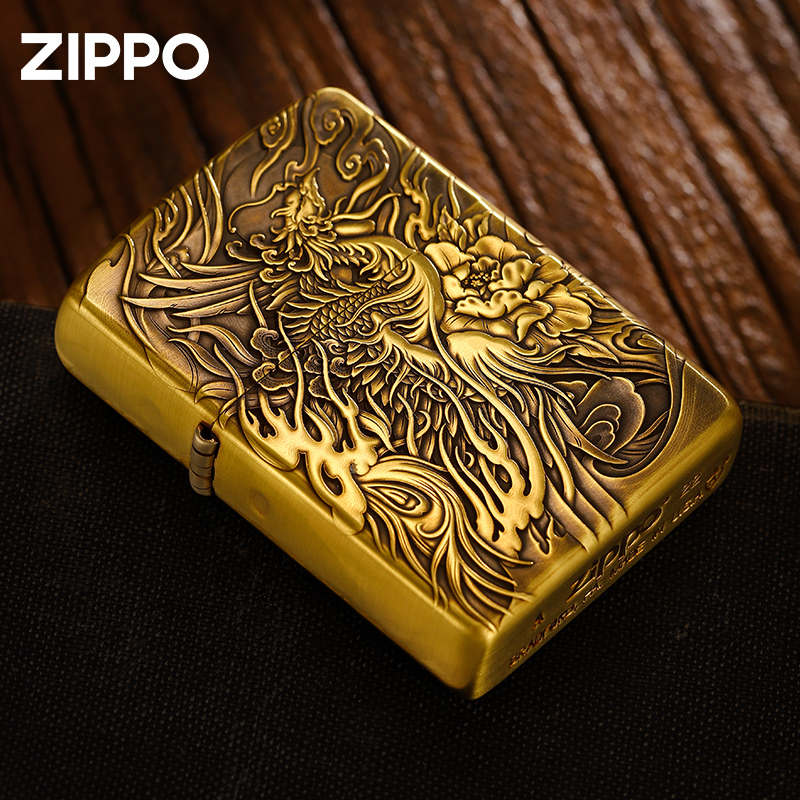 Zippo打火机【盔甲凤凰】（黑胡桃木盒）盔甲防风雕刻DYJ1