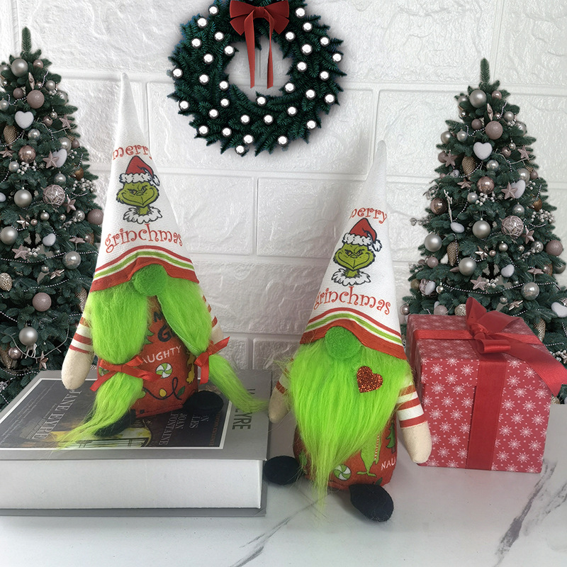 新品圣诞节格林奇公仔无脸娃娃grinch鲁道夫节日摆件装饰品