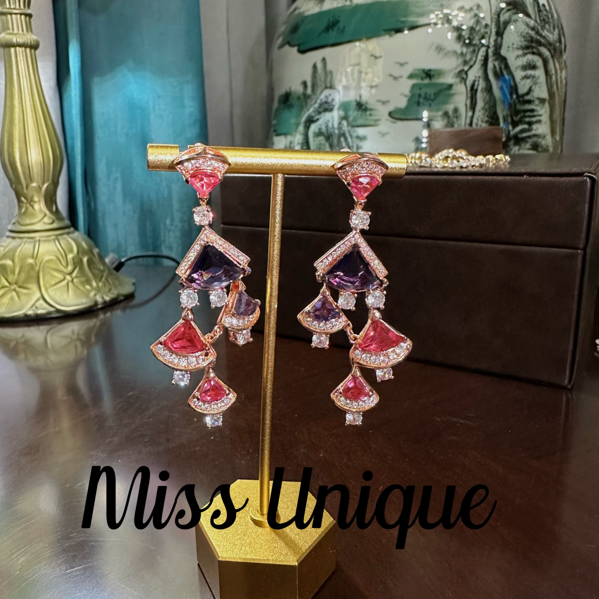    E8115 彩色宽版扇子耳环