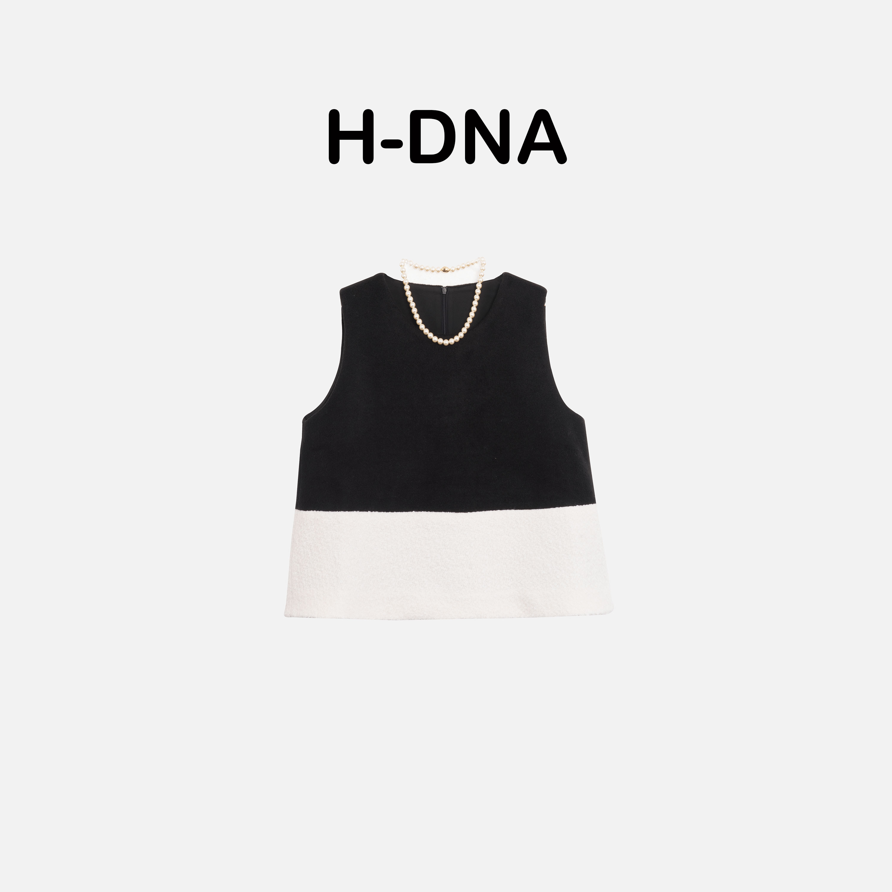 【H-DNA】"优雅韵致"经典撞色羊毛呢拼接马甲
