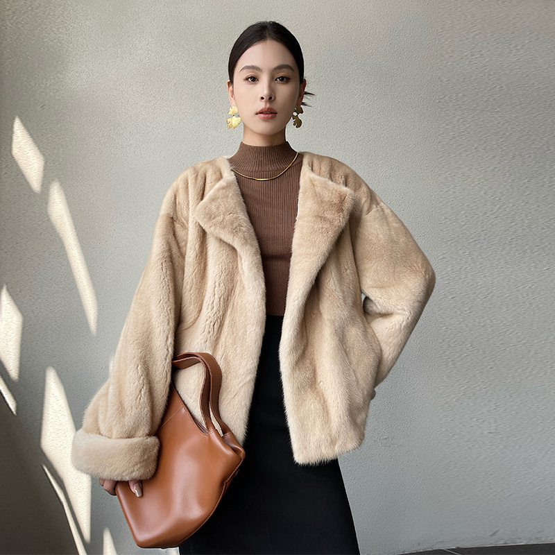 貂皮大衣女2025年新款挽袖整貂天鹅绒进口水貂皮草百搭年轻款外套