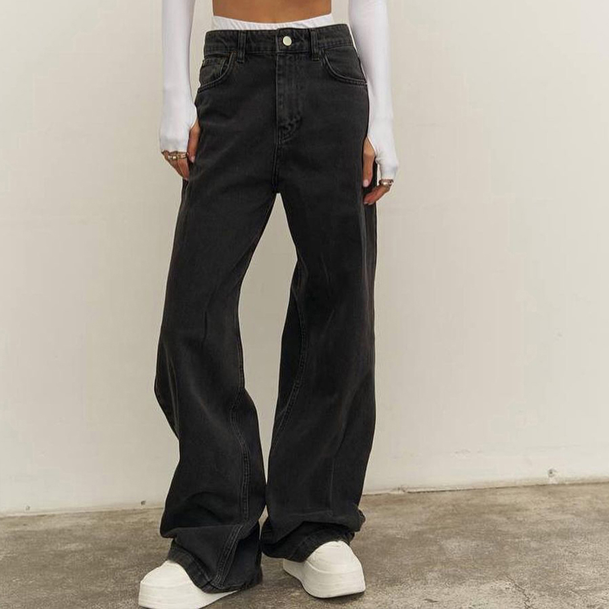 直筒秋冬高街破洞韩版秋季设计感春秋显瘦百搭夏季宽松复古牛仔裤