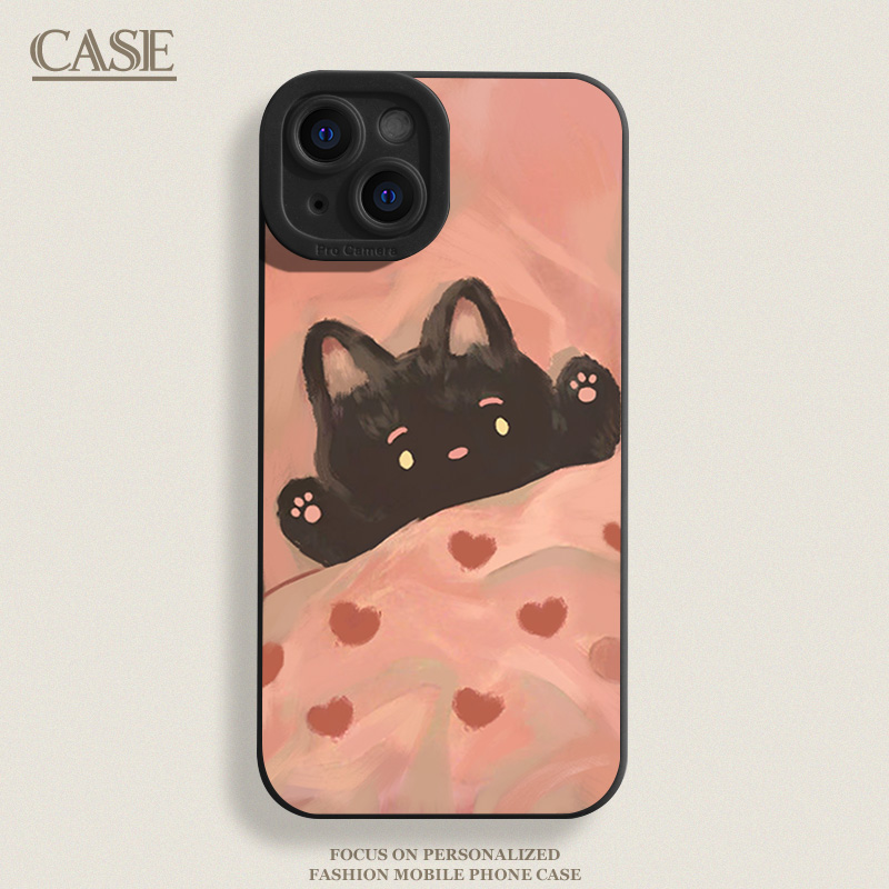 可爱黑猫iphone15苹果手机壳14promax硅胶13p/11全包12防摔XS全包