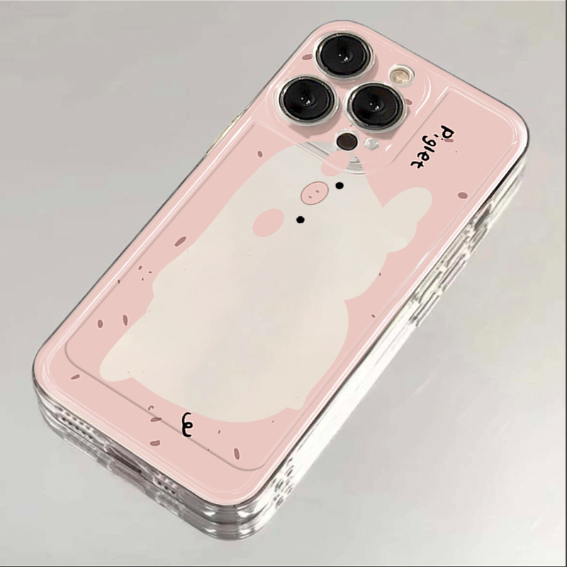 可爱镂空小猪iphone15苹果手机壳14promax硅胶13pro透明12创意11