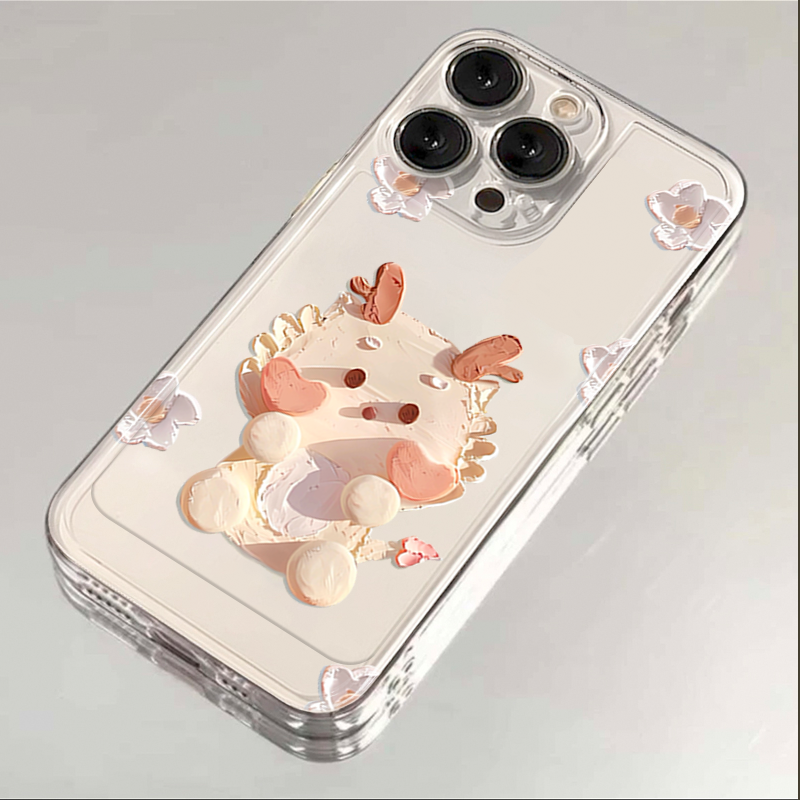 油画小萌龙iphone15苹果手机壳14promax硅胶13pro透明12创意11/XS