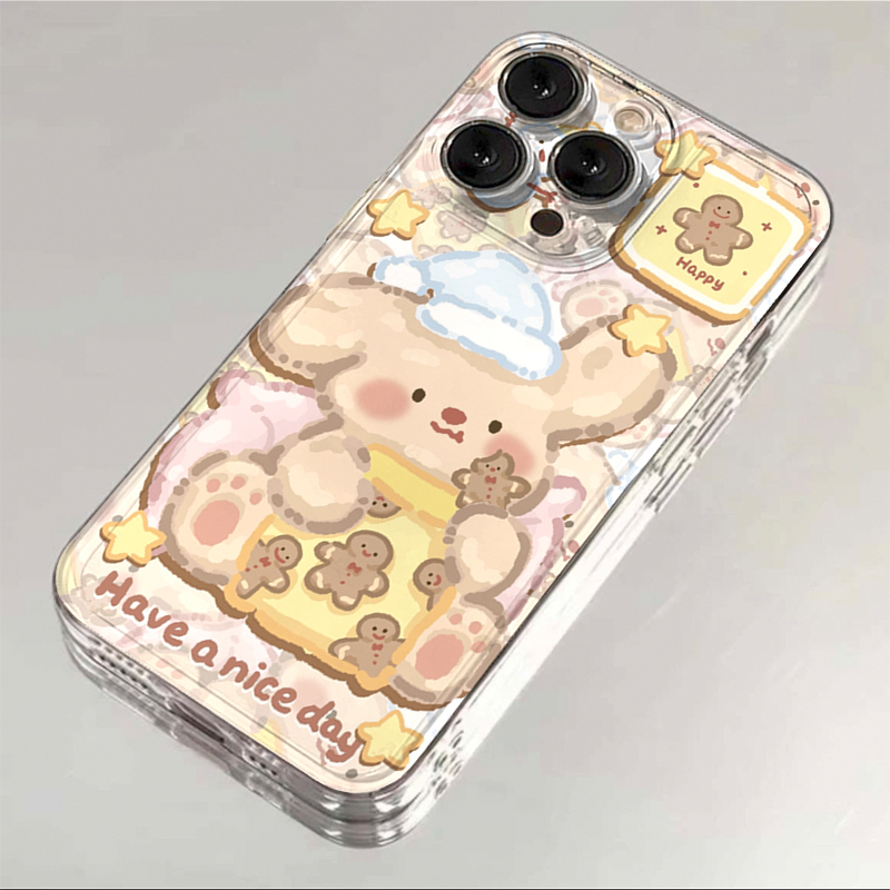 油画小熊姜饼人iphone15苹果手机壳14promax硅胶13pro透明12创意