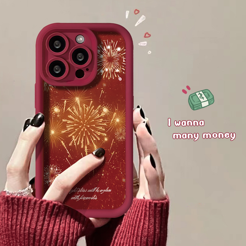 灿烂烟花iPhone苹果15promax手机壳iPhone14网红13新年11龙年