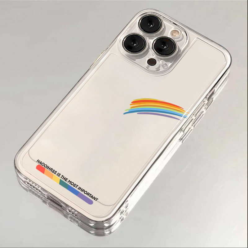 简约彩虹iphone15苹果手机壳14promax硅胶13pro透明12高级11全包