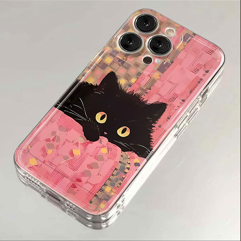慵懒黑猫iphone15苹果手机壳14promax硅胶13pro透明12高级11全包